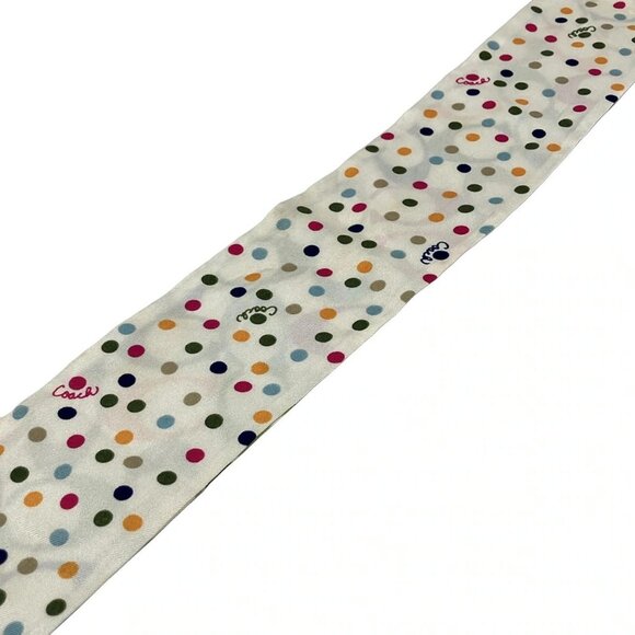 Auth COACH - Cream Blue Multi Scarf - Picture 4 of 5